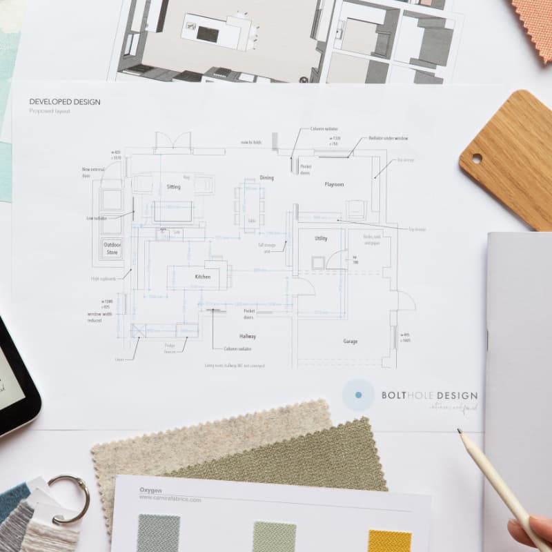 Design plans and material samples